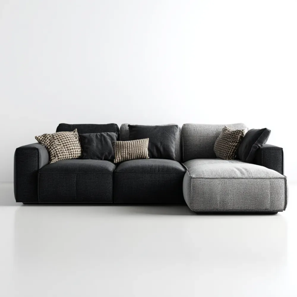 Ecksofa Stoff Schwarz/Grau