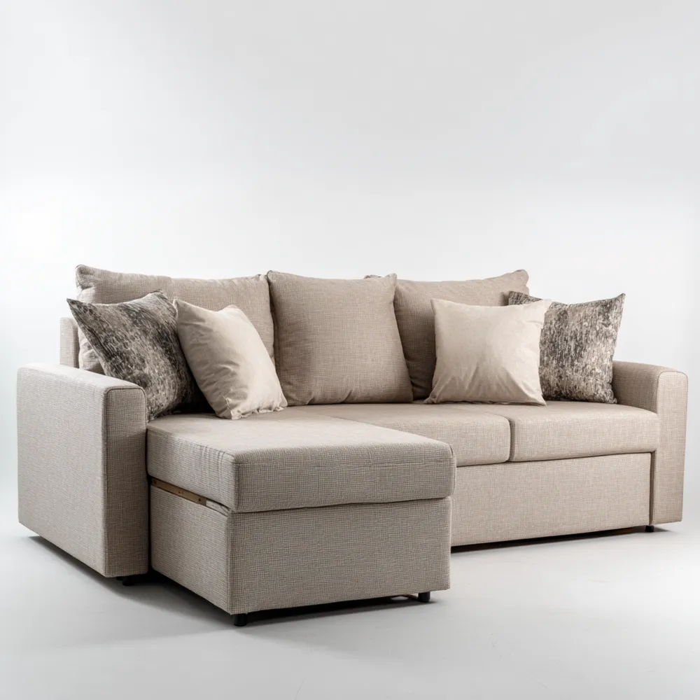 Ecksofa Stoff 250x150x90 cm - Hellbeige