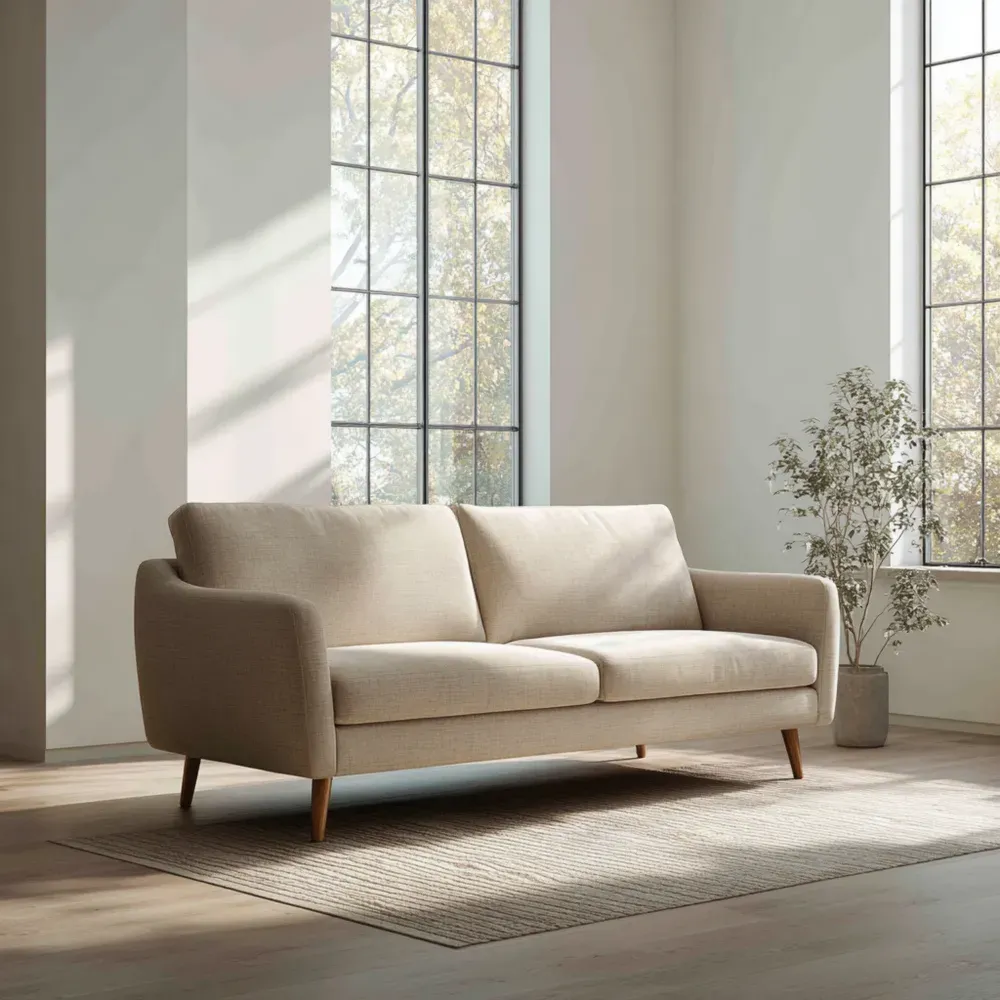Dreisitzer Sofa Stoff Beige