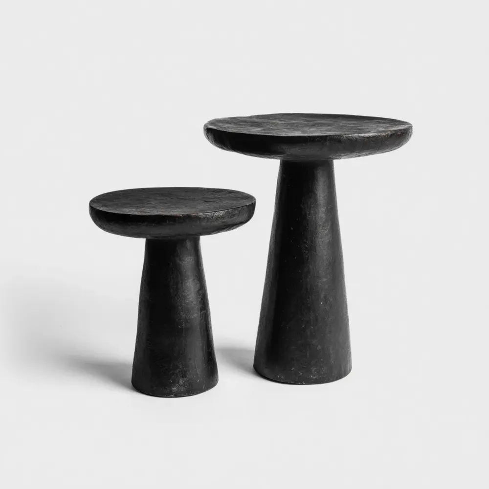 Beistelltisch Set Harz Schwarz 35x35x50 cm, 30x30x40 cm