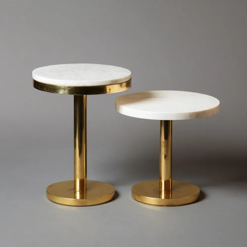 Beistelltisch Set Marmorplatte und Goldmetall