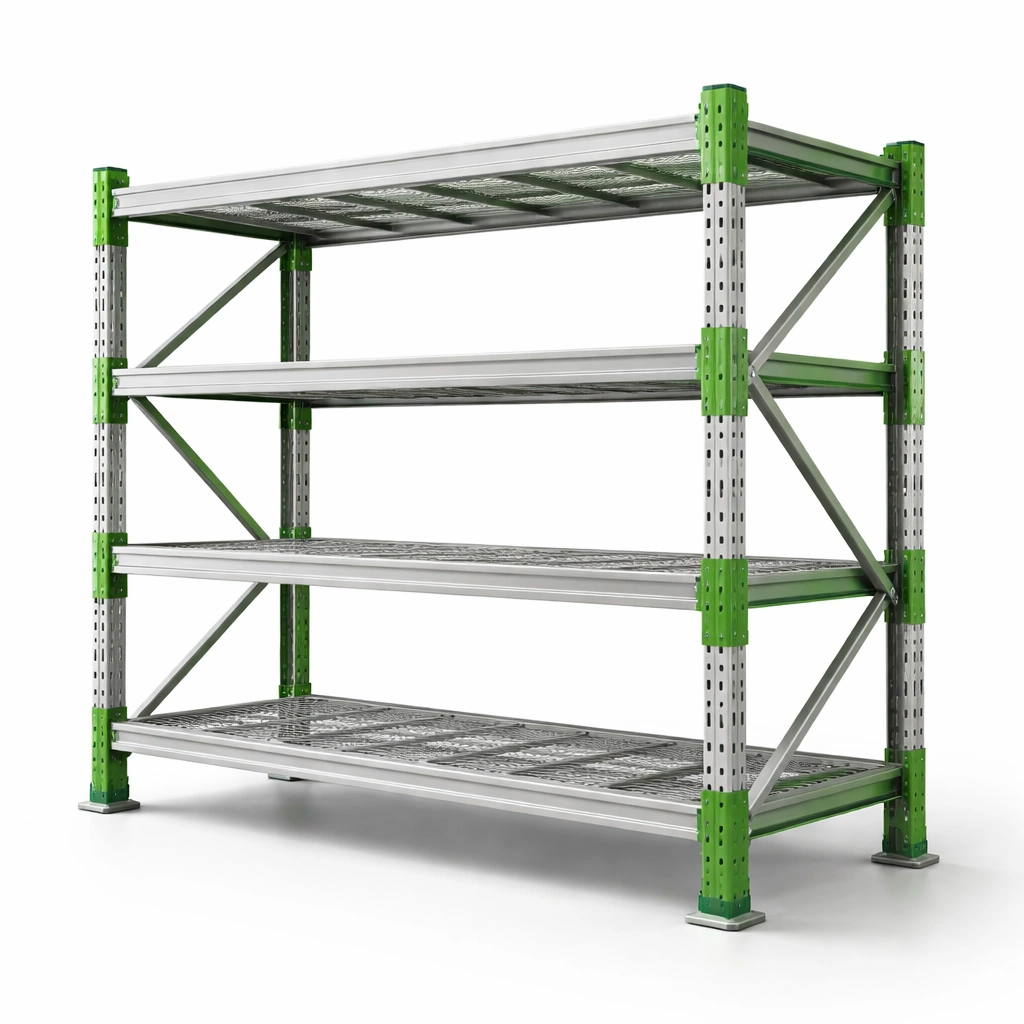 Schwerlastregal Grau Mit Gruenen Details Metall-Sovexor