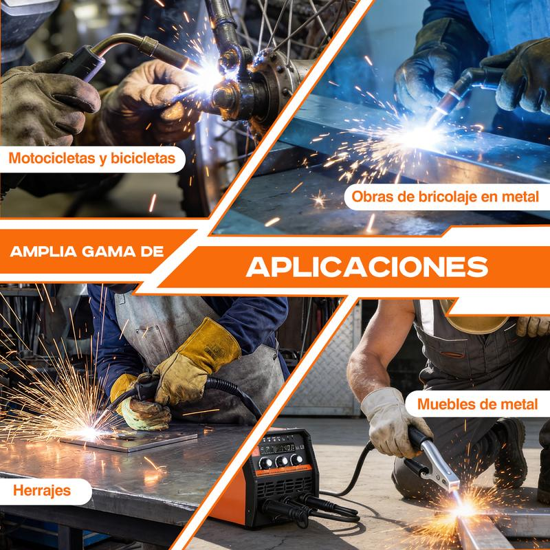 7 en 1 Soldadora Inverter 400A Máquina Soldar Mig+MMA+TIG 110V, con LCD Pantalla Digital, Soldadora Inversor sin Gas, Soldadora Mig Industrial De Aluminio
