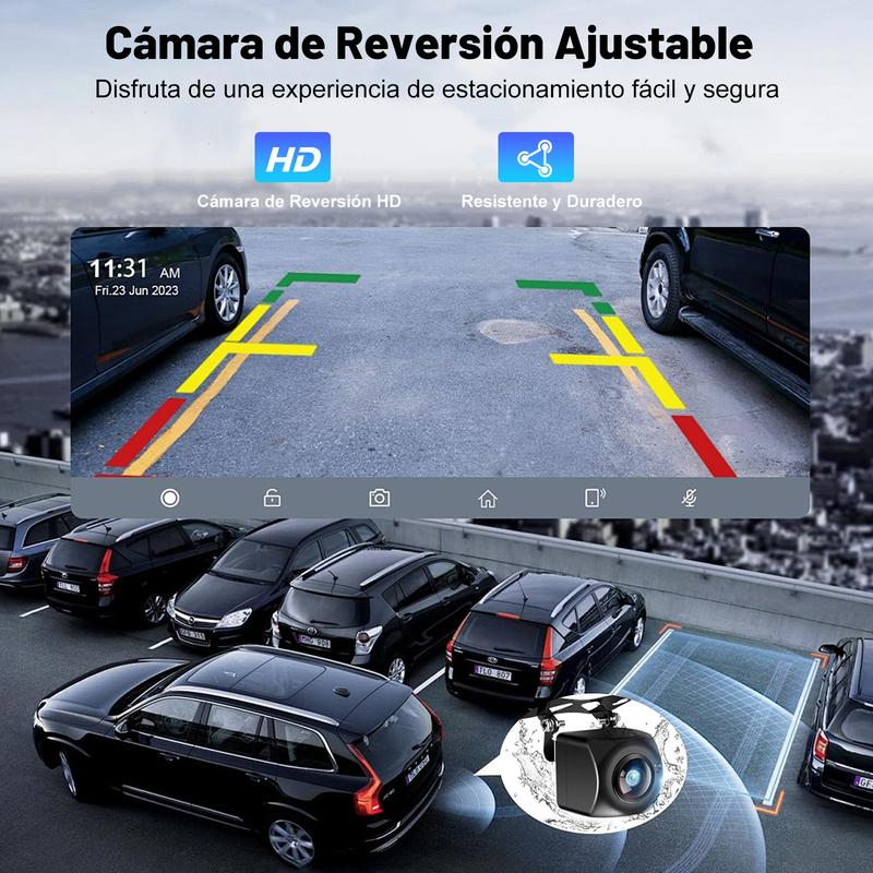 Pantalla Portátil CarPlay Inalámbrica 7'' HD, estereo de pantalla, Compatible con Apple CarPlay/Android Auto, GPS, Bluetooth 5.2, Cámara de Respaldo y Espejo Inverso para Todos los Vehículos