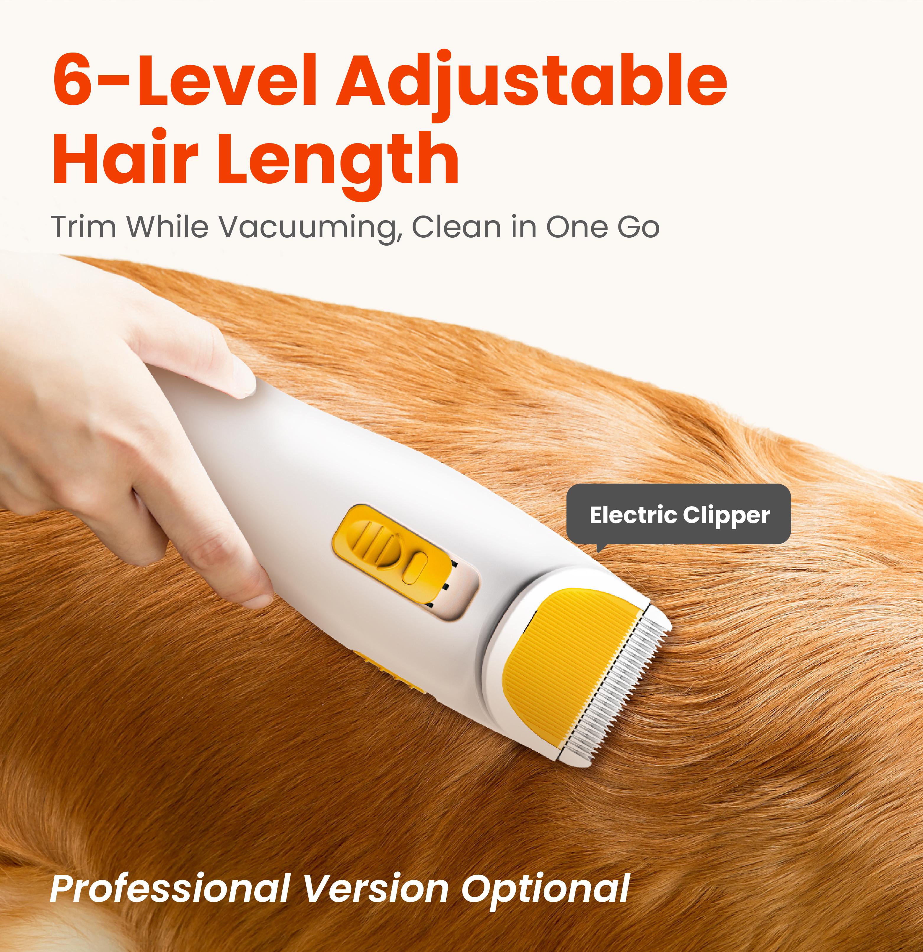 PUPPYOO 5-in-1 Dog Grooming Kit with 13000Pa Vacuum for Dogs & Cats, 1.5L Dust Cup, 4m Cord, Whisper-Quiet Operation, Adjustable Guard Combs, Hair Remover Roller