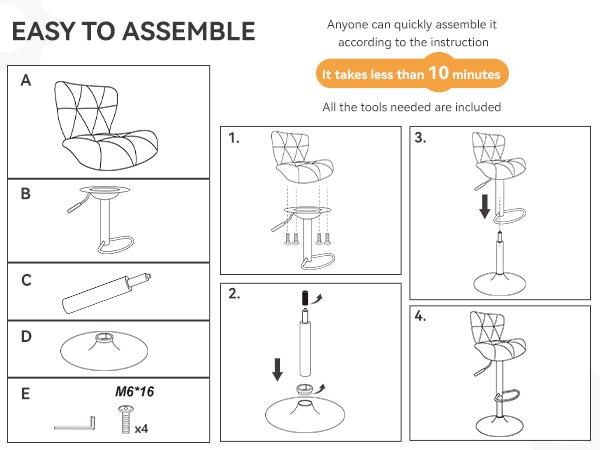 Modern Bar Stools, Adjustable Faux Leather Upholstered Swivel Bar Stools, Counter Height Bar Chairs with Back for Kitchen Island, Black Modern Bar Stools, Adjustable Faux Leather Upholstered Swivel Bar Stools, Counter Height Bar Chairs with Back for Kitchen Island, Black