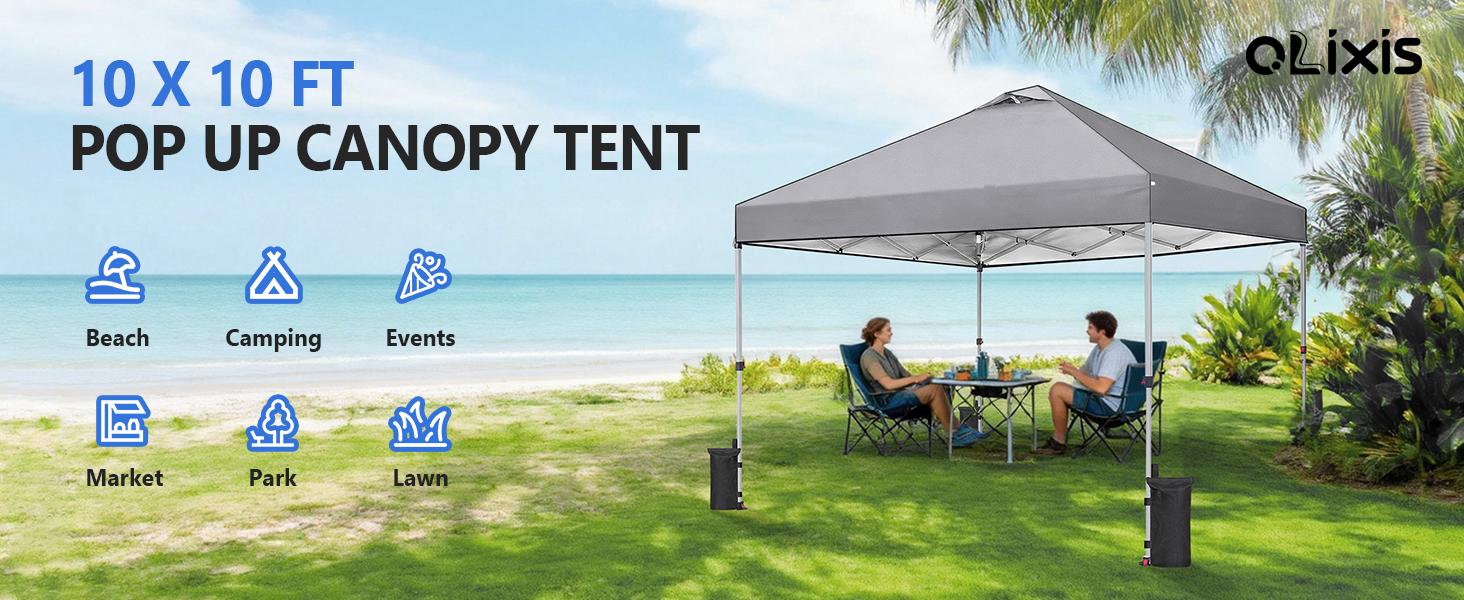 Sweetcrispy 10x10 Pop Up Canopy, Easy Setup Instant Outdoor Canopy with Vented Top and Wheeled Bag, White Sweetcrispy 10x10 Pop Up Canopy, Easy Setup Instant Outdoor Canopy with Vented Top and Wheeled Bag, White