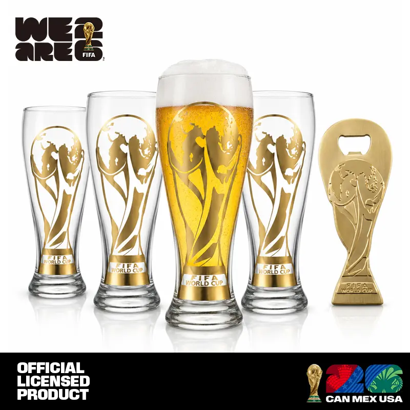 Vaso de cerveza clásico oficial de la Copa Mundial de la FIFA 26 con sello dorado - Edición de coleccionista Summervibes. Vasos para bebidas.