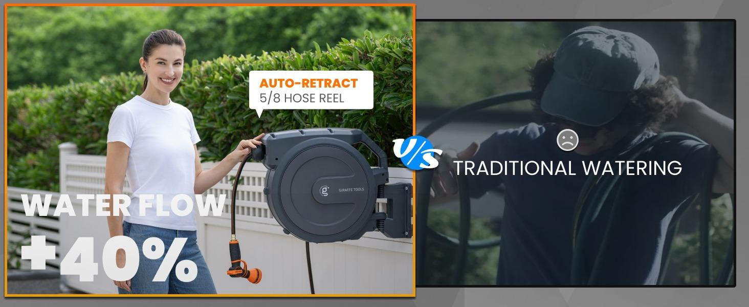 Father's Day Gift | Giraffe Tools 78ft-130ft 330LB Metal Bracket Retractable Garden 5/8in 1/2in Hose Reels for Outside, Wall Mounted Water Hose Reel with 180° Swivel, Any Length Lock, 9 Pattern Hose Nozzle, 2 years warranty, Stock up sale, summervibes Father's Day Gift | Giraffe Tools 78ft-130ft 330LB Metal Bracket Retractable Garden 5/8in 1/2in Hose Reels for Outside, Wall Mounted Water Hose Reel with 180° Swivel, Any Length Lock, 9 Pattern Hose Nozzle, 2 years warranty, Stock up sale, summervibes
