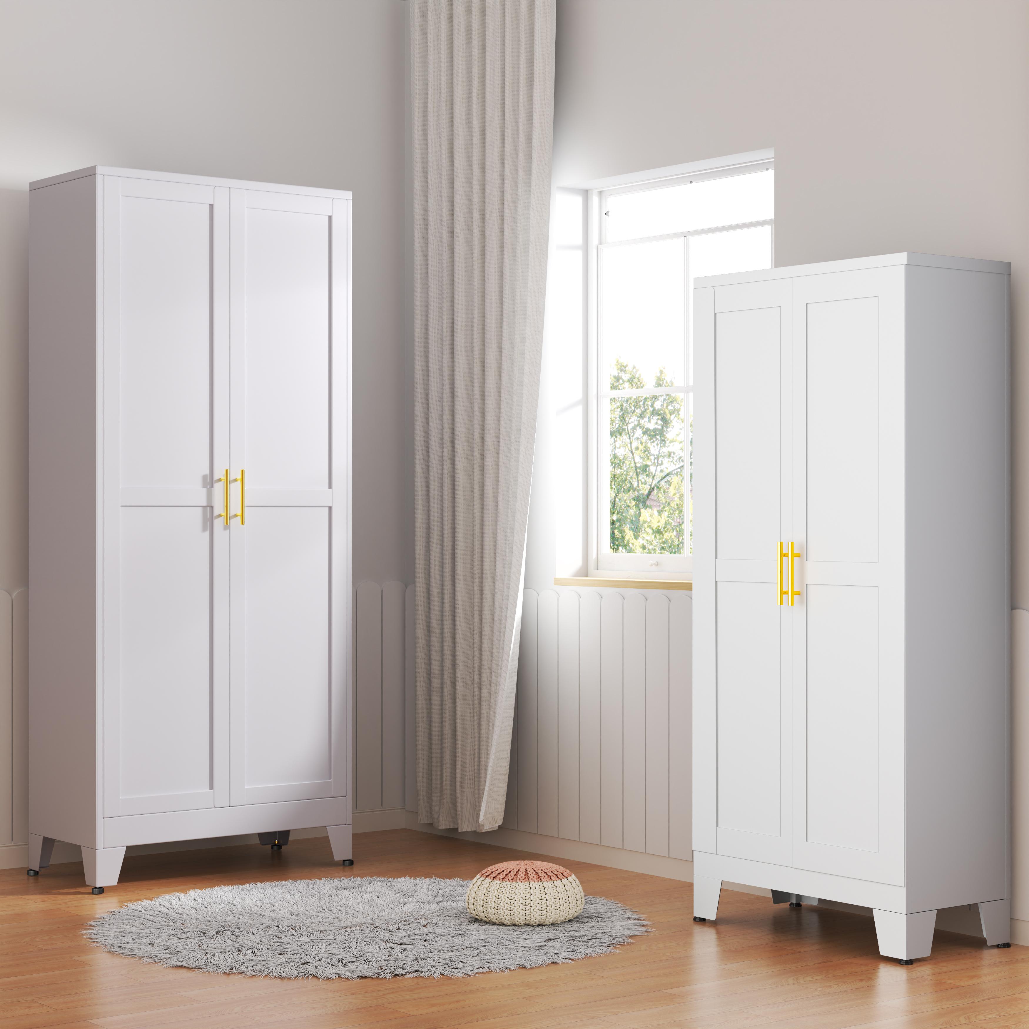 75.2" Tall Pantry Cabinet, Kitchen Pantry Storage Cabinets with 2 Door and 5 Adjustable Shelves, White Metal Pantry Storage Cabinet, Cupboard for Kitchen, Dining Room, Living Room and Bathroom Organizer 75.2" Tall Pantry Cabinet, Kitchen Pantry Storage Cabinets with 2 Door and 5 Adjustable Shelves, White Metal Pantry Storage Cabinet, Cupboard for Kitchen, Dining Room, Living Room and Bathroom Organizer