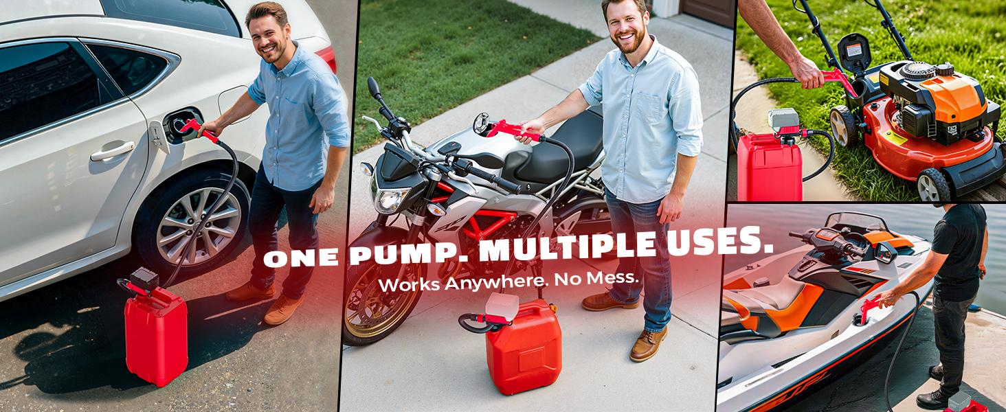 5 GPM Cordless Fuel Transfer Pump Compatible with DeWalt 20V & Milwaukee 18V Batteries,【Battery NOT Included】, Portable Gas Can Pump with 51" Hose, 5 Adapters, Gas Pump for Diesel, Gasoline