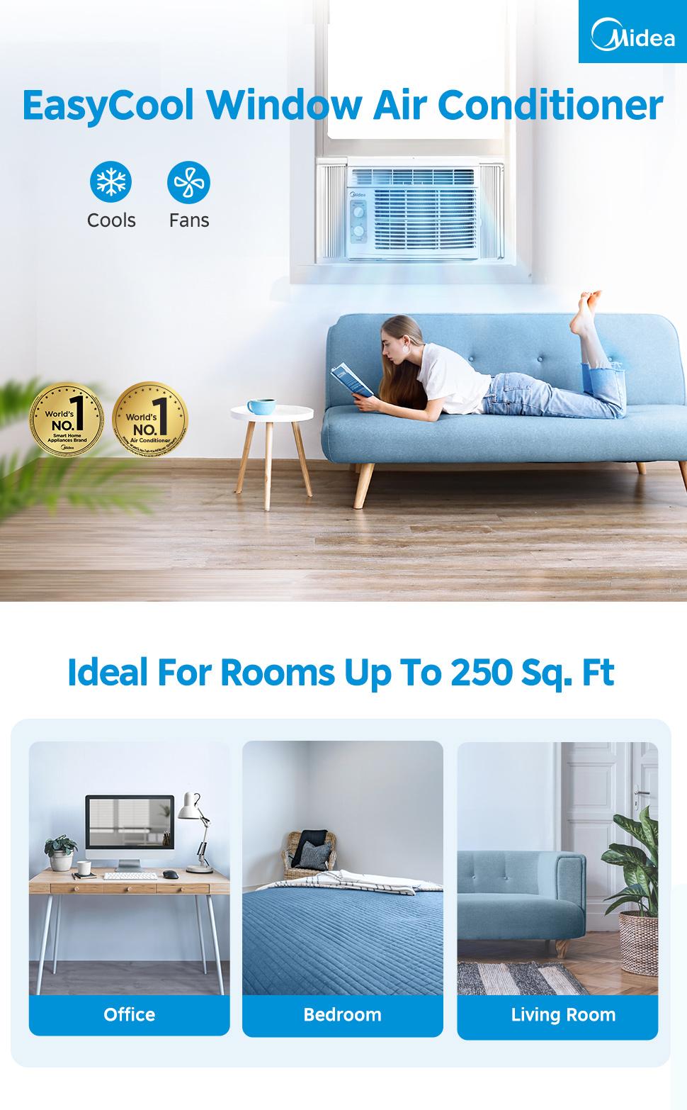 【DFYD】Midea 5,000 BTU EasyCool Mechanical Small Window Air Conditioner - Cool up to 150 Sq. Ft. AC with Easy-to-Use Mechanical Controls and Reusable Filter, Perfect for Small Bedroom, Living Room, Home Office