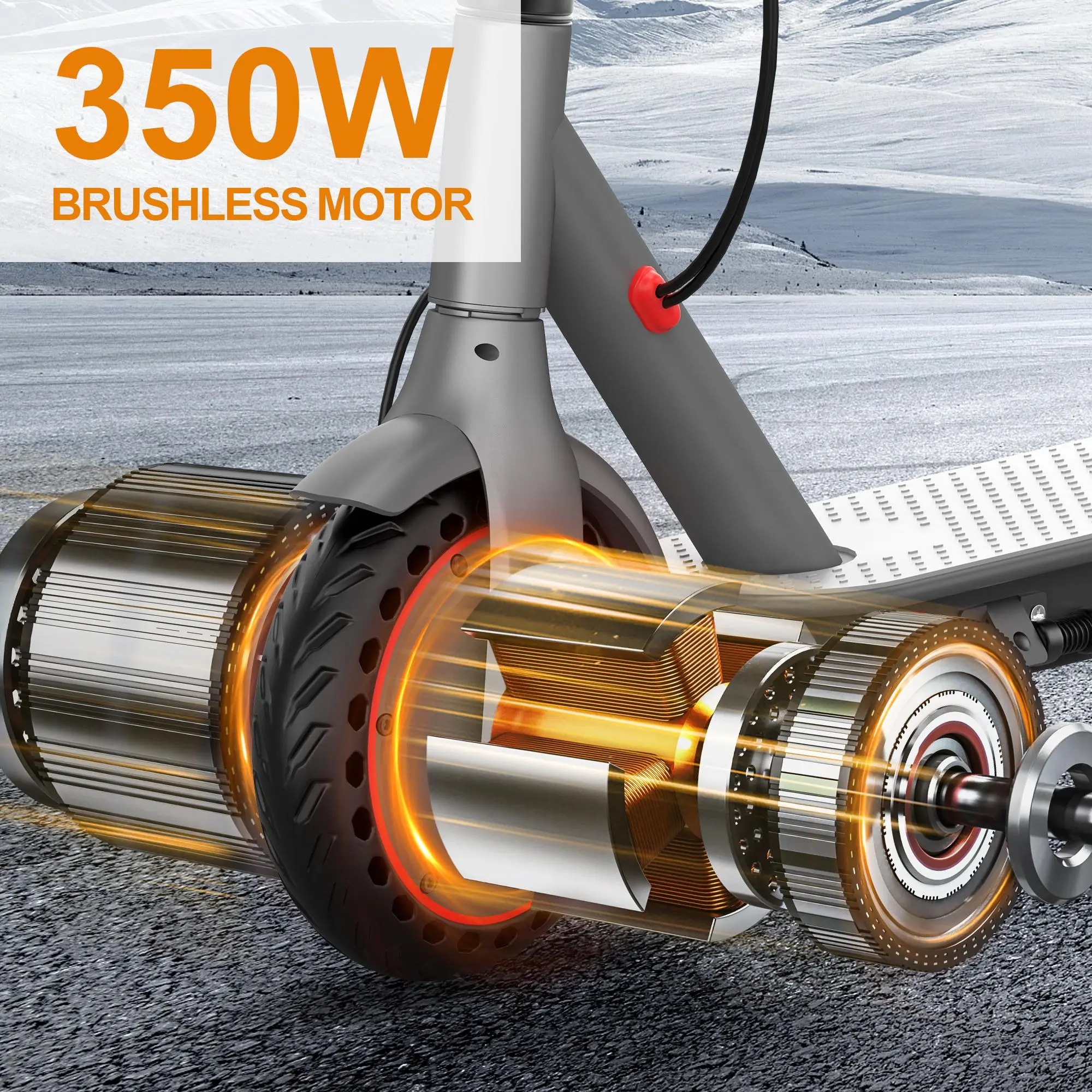 Patinete eléctrico - Neumáticos macizos de 8,5", motor de 350 W, hasta 30 km/h y 40 km de autonomía. Patinete portátil de largo alcance para adultos con sistema de doble frenado y aplicación móvil.