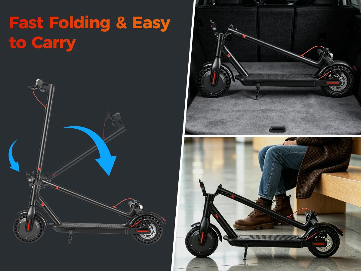 Electric Scooter, 19 MPH Max Speed, 21 Miles Range, 350W Motor, Long Range Battery, 8.5'' Solid Tires, Climbable, Dual Brakes, App, Foldable Portable Commuter Scooter, Perfect Gift for Adults Teens