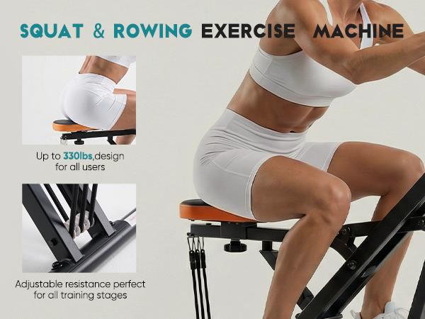 Row Ride Glute & Leg Trainer with LCD Display Foldable Squat Assist Machine &ndash; Adjustable Resistance for Home Full Body Workout &ndash; Compact Exercise Equipment
