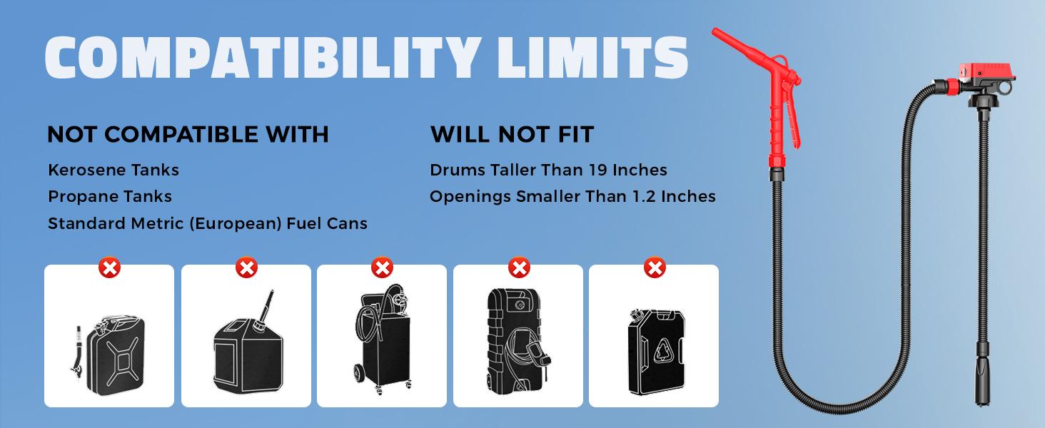 5 GPM Cordless Fuel Transfer Pump Compatible with DeWalt 20V & Milwaukee 18V Batteries,【Battery NOT Included】, Portable Gas Can Pump with 51" Hose, 5 Adapters, Gas Pump for Diesel, Gasoline