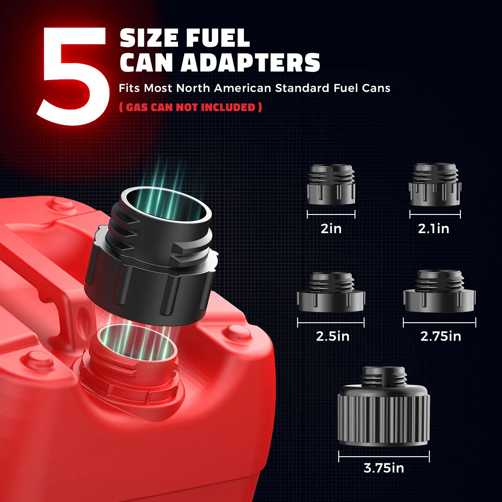 Bomba de transferencia de combustible inalámbrica de 5 GPM, compatible con baterías DeWalt 20V y Milwaukee 18V 【Batería NO incluida】, bomba portátil para bidones de combustible con manguera de 51", 5 adaptadores; bomba de combustible para diésel y gasolin