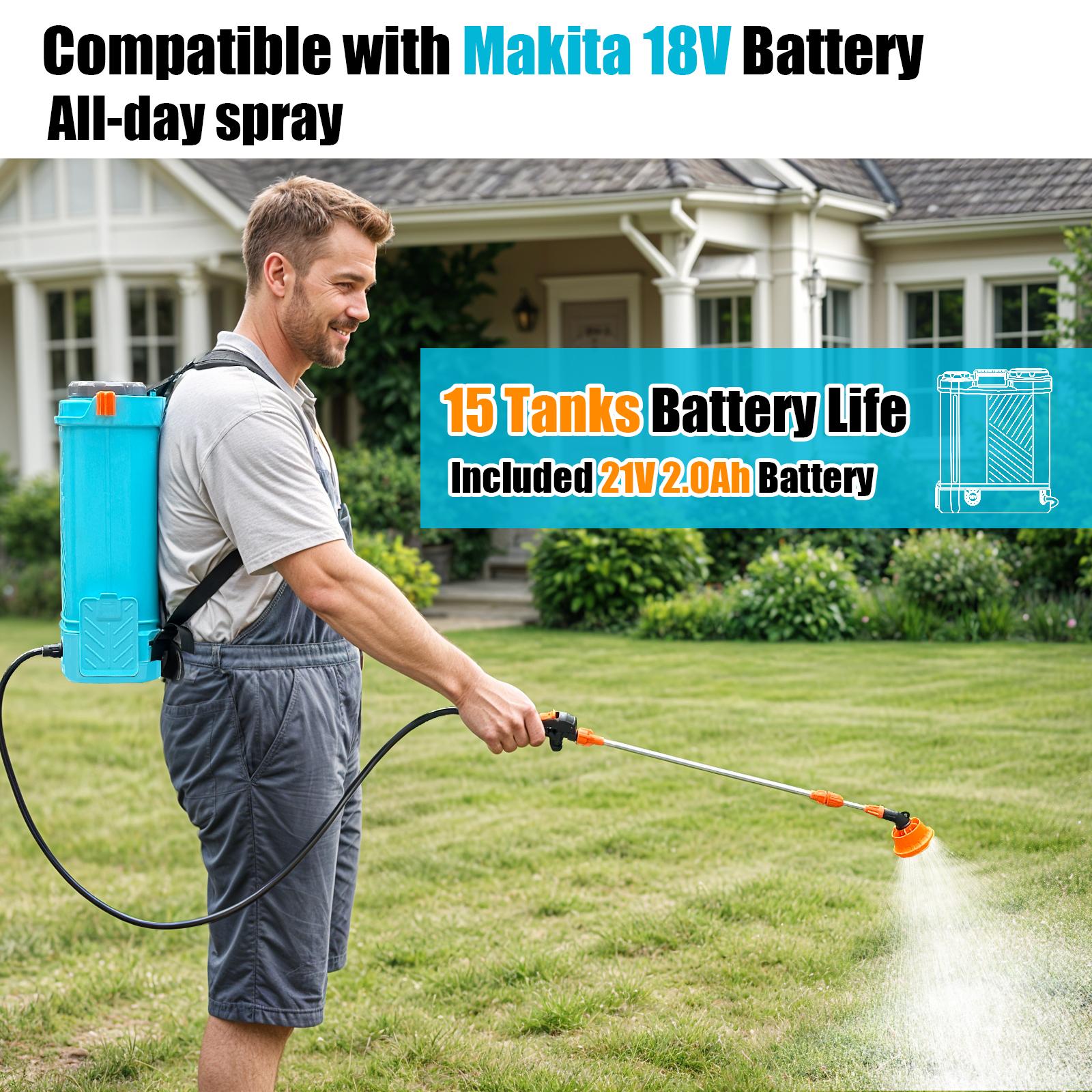 SideKing Portable 3.2 Gal High-Pressure Electric Backpack Garden Sprayer, 80 PSI Battery-Powered Tool with 2.0 Ah Battery & Charger, Telescopic Wand, 5 Nozzles for Outdoor Gardening