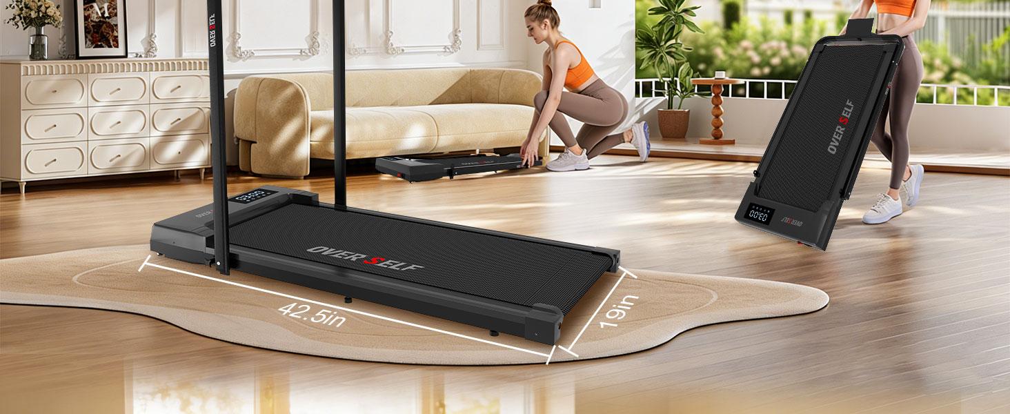 OVER SELF Walking pad Treadmill, 6.2MPH Portable Folding Treadmill with Handle Remote Control, Under Desk Treadmill Easy Storage Home Gym Fitness Equipment Workout Gear, Summervibes