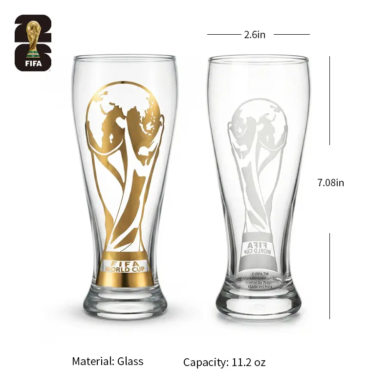 Vaso de cerveza clásico oficial de la Copa Mundial de la FIFA 26 con sello dorado - Edición de coleccionista Summervibes. Vasos para bebidas.