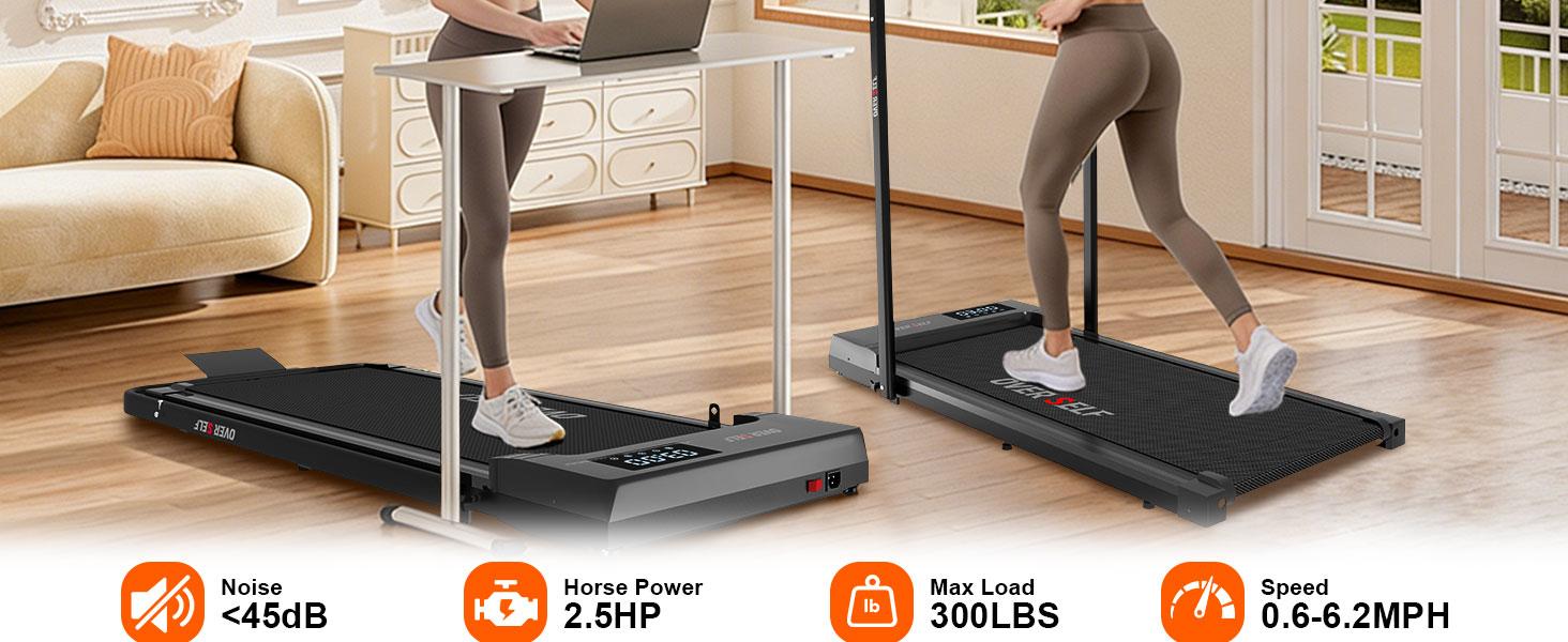 OVER SELF Walking pad Treadmill, 6.2MPH Portable Folding Treadmill with Handle Remote Control, Under Desk Treadmill Easy Storage Home Gym Fitness Equipment Workout Gear, Summervibes