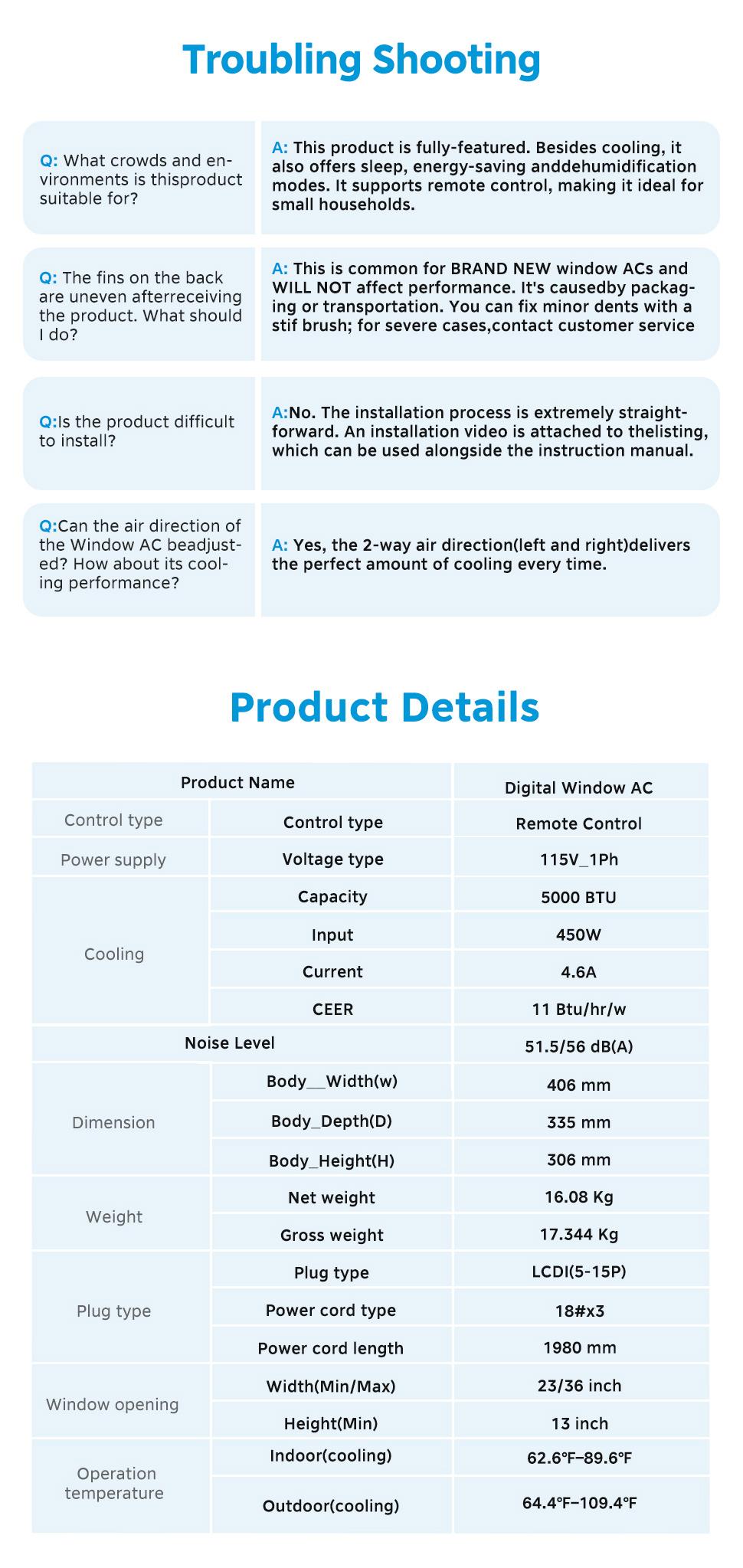 【DFYD】Midea 5,000 BTU EasyCool Mechanical Small Window Air Conditioner - Cool up to 150 Sq. Ft. AC with Easy-to-Use Mechanical Controls and Reusable Filter, Perfect for Small Bedroom, Living Room, Home Office