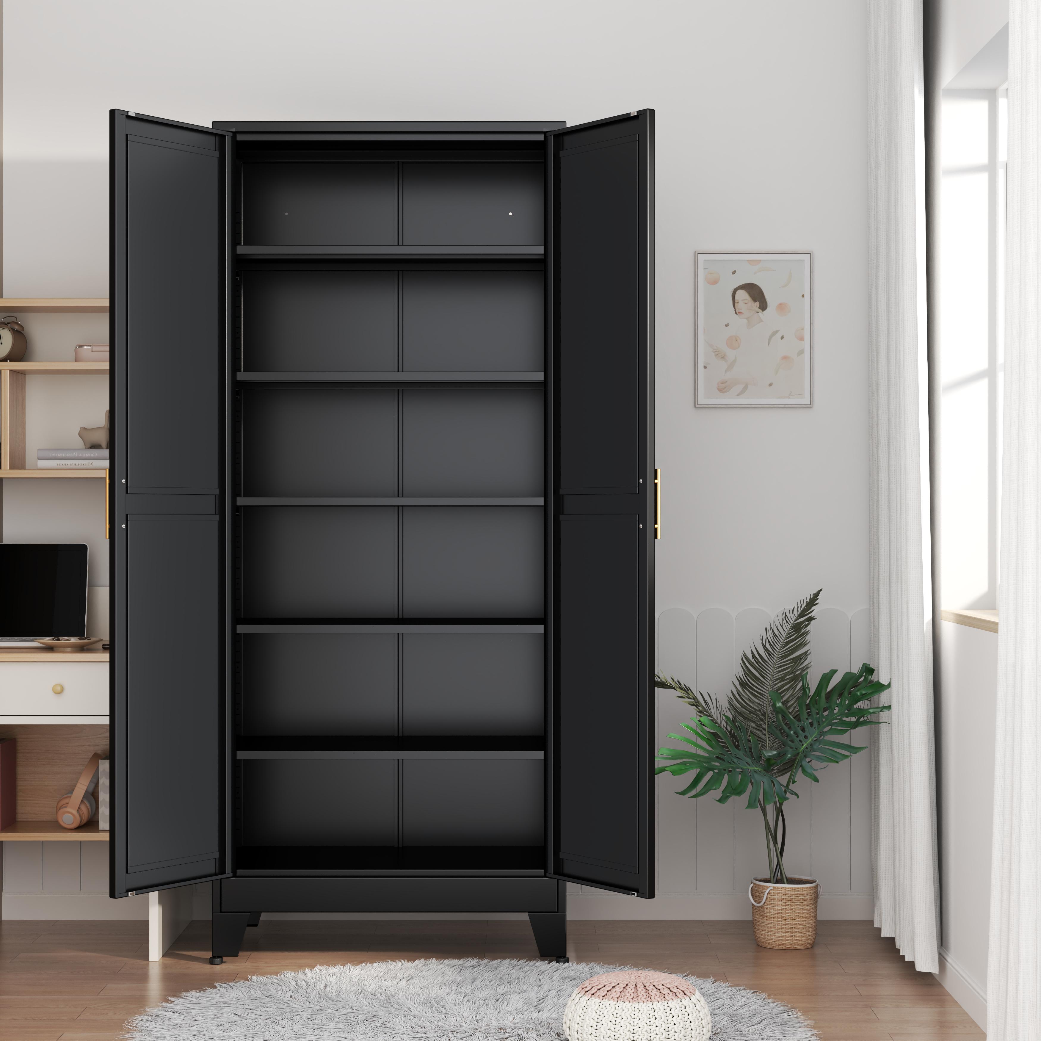75.2" Tall Pantry Cabinet, Kitchen Pantry Storage Cabinets with 2 Door and 5 Adjustable Shelves, White Metal Pantry Storage Cabinet, Cupboard for Kitchen, Dining Room, Living Room and Bathroom Organizer 75.2" Tall Pantry Cabinet, Kitchen Pantry Storage Cabinets with 2 Door and 5 Adjustable Shelves, White Metal Pantry Storage Cabinet, Cupboard for Kitchen, Dining Room, Living Room and Bathroom Organizer