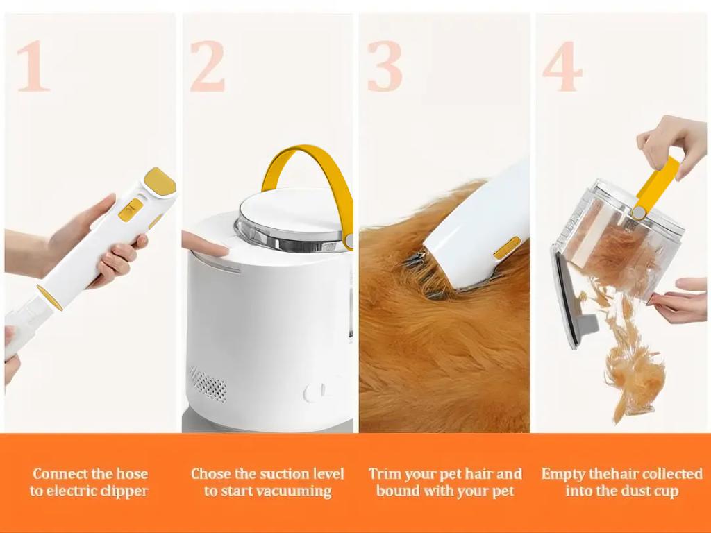 PUPPYOO 5-in-1 Dog Grooming Kit with 13000Pa Vacuum for Dogs & Cats, 1.5L Dust Cup, 4m Cord, Whisper-Quiet Operation, Adjustable Guard Combs, Hair Remover Roller