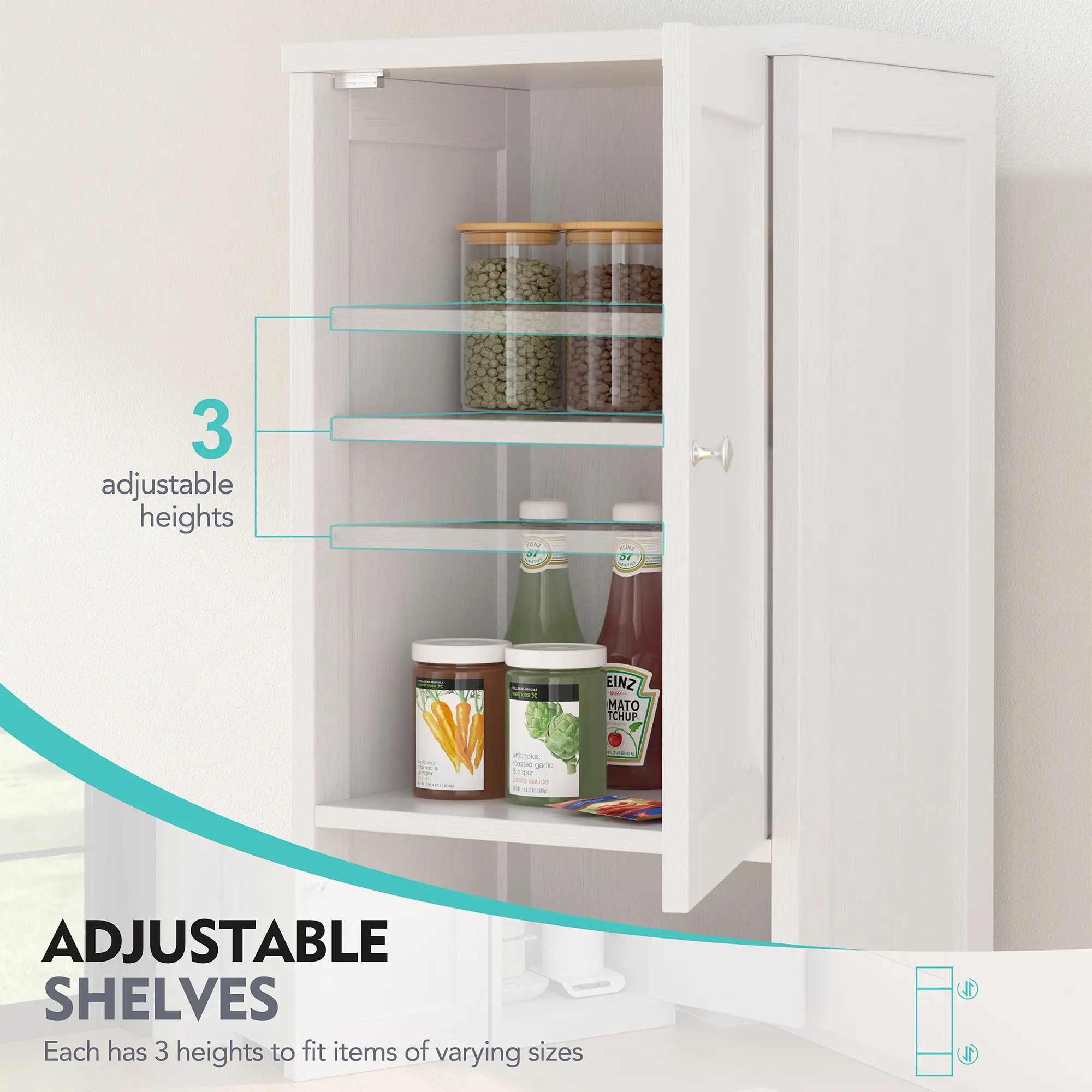 Armario alto para baño, mueble esquinero de almacenamiento lateral para cocina con estantes ajustables; mobiliario compacto para toallas, champús y artículos de limpieza; armario alto y estrecho de pie para el hogar; versátil despensa estilo rústico (Farm