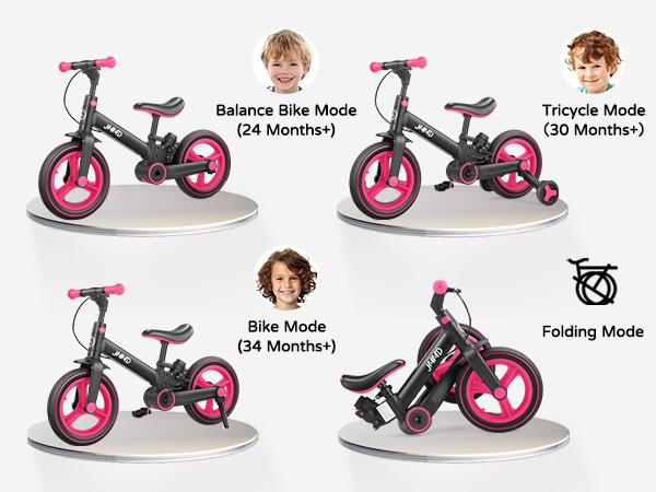 JMMD 6-in-1 Convertible Children's Bicycle - Multifunction Toddler Toy Balance Bike for 18-60 Months Boys & Girls with Adjustable Seat, Push Handle, Pedals, Training Wheels, Brakes, Kickstand, Steel Frame, Outdoor Riding Gift JMMD 6-in-1 Convertible Children's Bicycle - Multifunction Toddler Toy Balance Bike for 18-60 Months Boys & Girls with Adjustable Seat, Push Handle, Pedals, Training Wheels, Brakes, Kickstand, Steel Frame, Outdoor Riding Gift