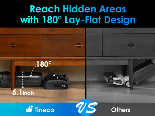 TINECO S7 Stretch Ultra Cordless Wet Dry Floor Vacuum Cleaner, 180&deg; Lay-Flat Anti-Tangle Design, 50-Minute Runtime, 185℉ Flashdry Self-Cleaning, Dual-Sided Edge Cleaning Function