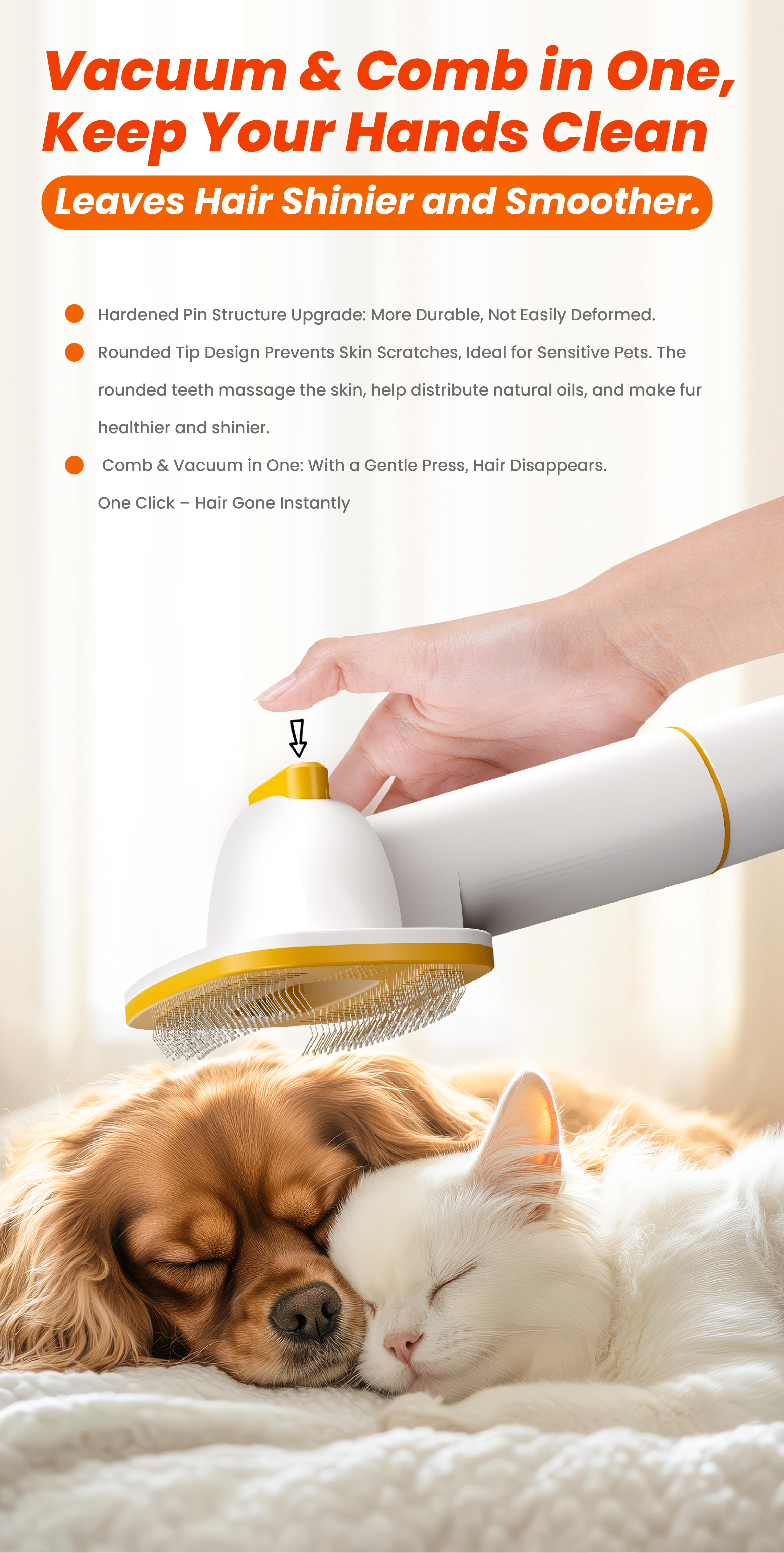 PUPPYOO 5-in-1 Dog Grooming Kit with 13000Pa Vacuum for Dogs & Cats, 1.5L Dust Cup, 4m Cord, Whisper-Quiet Operation, Adjustable Guard Combs, Hair Remover Roller