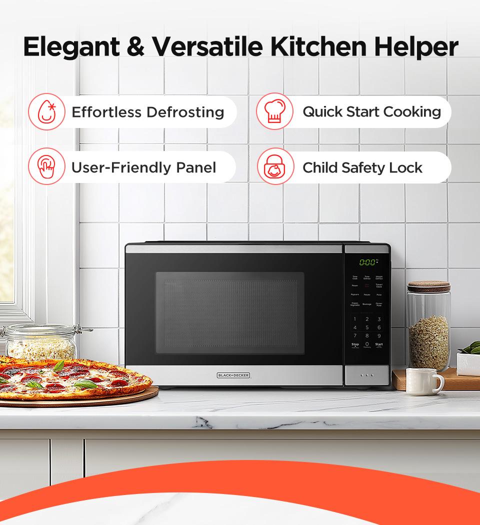 BLACK+DECKER 0.9 Countertop Microwave Oven, gift, 0.9 Cu Ft, 6 Auto Menus, Child Lock, Memory Function, 10 Power Levels, Easy One-Touch Start, Digital Panel, Jumpstart, Gift, New Arrivals BLACK+DECKER 0.9 Countertop Microwave Oven, gift, 0.9 Cu Ft, 6 Auto Menus, Child Lock, Memory Function, 10 Power Levels, Easy One-Touch Start, Digital Panel, Jumpstart, Gift, New Arrivals