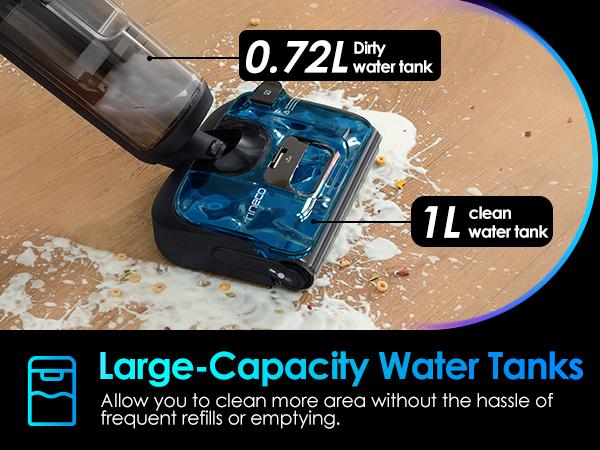 TINECO S7 Stretch Ultra Cordless Wet Dry Floor Vacuum Cleaner, 180&deg; Lay-Flat Anti-Tangle Design, 50-Minute Runtime, 185℉ Flashdry Self-Cleaning, Dual-Sided Edge Cleaning Function