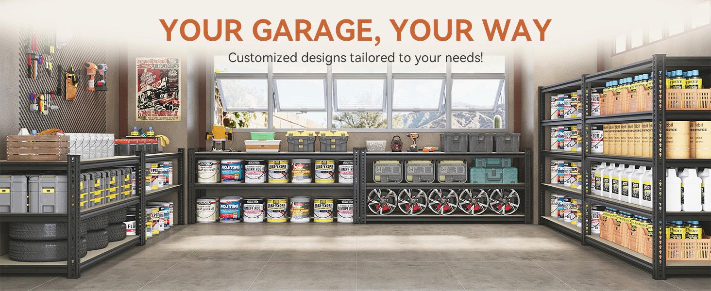 【summervibes】TryLazy 5-Tier Adjustable Metal Shelving Unit - Heavy Duty Storage Rack for Garage, Warehouse, Pantry, Kitchen Organizer