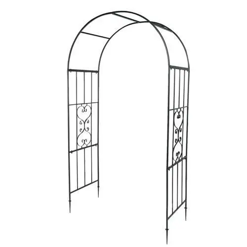 Pérgola de arco de hierro forjado, soporte para plantas trepadoras de patio, decoración para ceremonias de bodas al aire libre — Ideal para la entrada de patios, jardines, parques y porches.
