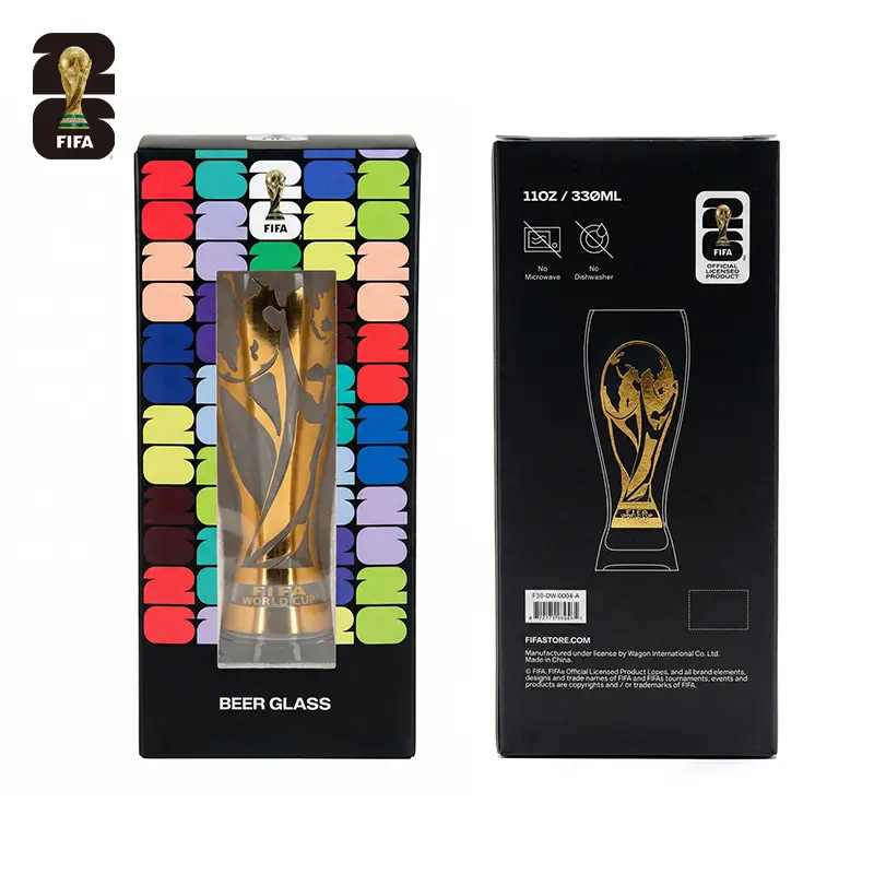 Vaso de cerveza clásico oficial de la Copa Mundial de la FIFA 26 con sello dorado - Edición de coleccionista Summervibes. Vasos para bebidas.