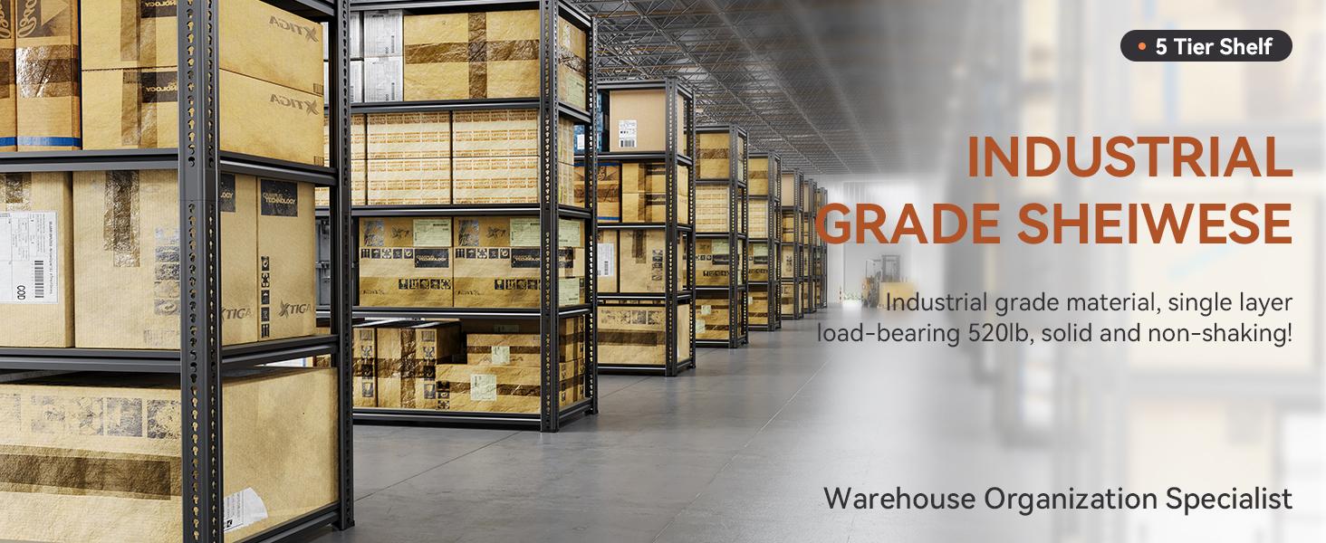 【summervibes】TryLazy 5-Tier Adjustable Metal Shelving Unit - Heavy Duty Storage Rack for Garage, Warehouse, Pantry, Kitchen Organizer