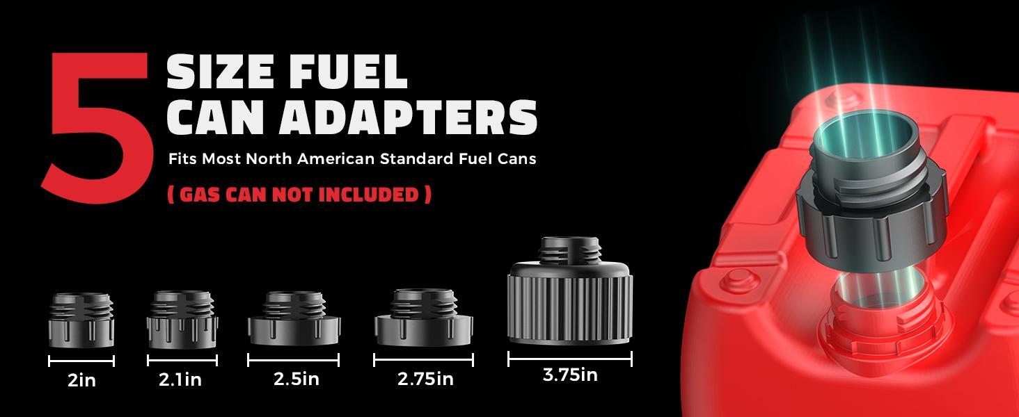 5 GPM Cordless Fuel Transfer Pump Compatible with DeWalt 20V & Milwaukee 18V Batteries,【Battery NOT Included】, Portable Gas Can Pump with 51" Hose, 5 Adapters, Gas Pump for Diesel, Gasoline
