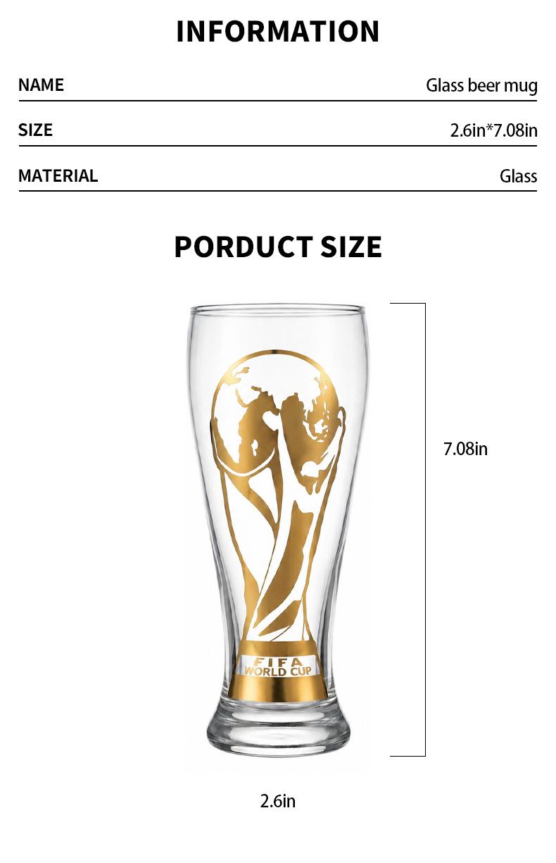 Official FIFA World Cup 26 Gold Stamped Classic Beer Glass--Collector's Edition summervibes Drinkware Tumblers,summerwins