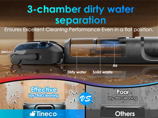 TINECO S7 Stretch Ultra Cordless Wet Dry Floor Vacuum Cleaner, 180&deg; Lay-Flat Anti-Tangle Design, 50-Minute Runtime, 185℉ Flashdry Self-Cleaning, Dual-Sided Edge Cleaning Function