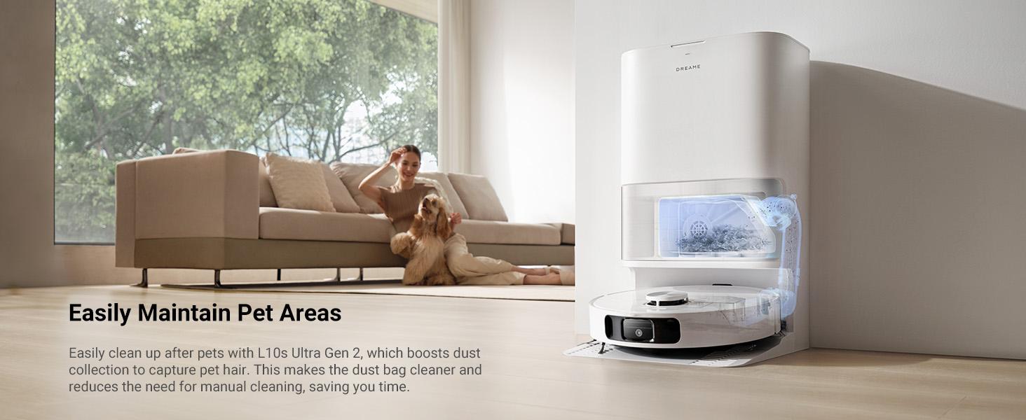 【New Arrivals】DREAME L10s Ultra Gen 2 Robot Vacuum and Mop, 10,000Pa Suction, MopExtend Tech, All-in-One Base Station, 75 Days Auto-Empty, Mop Self-Washing&Drying, Smart Obstacle Avoidance, Carpet Cleaning