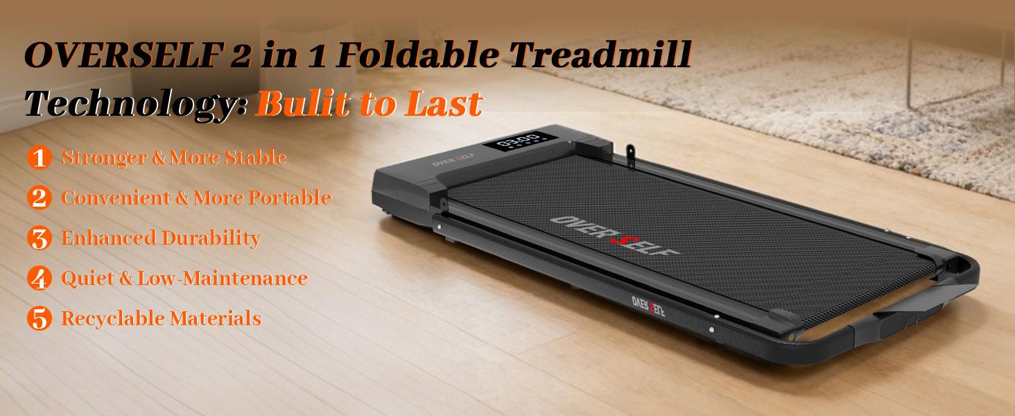 OVER SELF Walking pad Treadmill, 6.2MPH Portable Folding Treadmill with Handle Remote Control, Under Desk Treadmill Easy Storage Home Gym Fitness Equipment Workout Gear, Summervibes