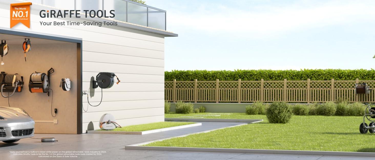 Father's Day Gift | Giraffe Tools 78ft-130ft 330LB Metal Bracket Retractable Garden 5/8in 1/2in Hose Reels for Outside, Wall Mounted Water Hose Reel with 180° Swivel, Any Length Lock, 9 Pattern Hose Nozzle, 2 years warranty, Stock up sale, summervibes Father's Day Gift | Giraffe Tools 78ft-130ft 330LB Metal Bracket Retractable Garden 5/8in 1/2in Hose Reels for Outside, Wall Mounted Water Hose Reel with 180° Swivel, Any Length Lock, 9 Pattern Hose Nozzle, 2 years warranty, Stock up sale, summervibes