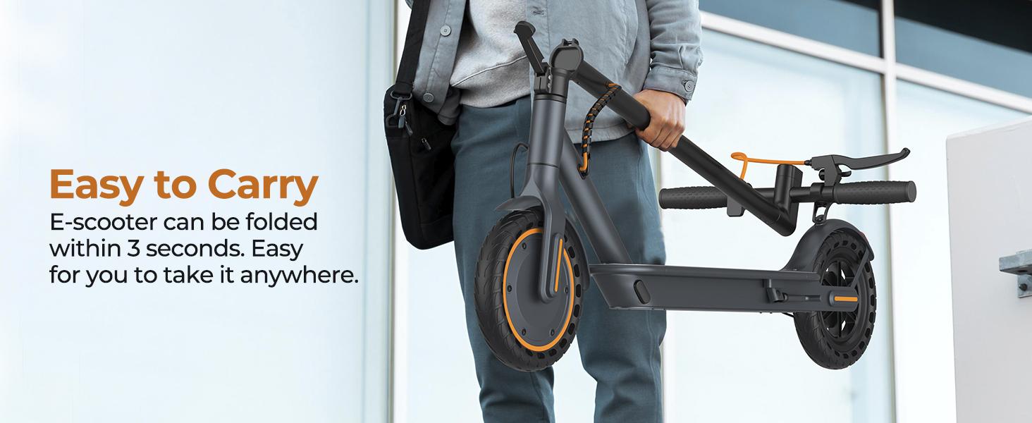 Electric Scooter - 8.5" Solid Tires, 350W Motor, Up to 19MPH& Miles Long-Range Portable Commuting Scooter for Adults with Double Braking System, App