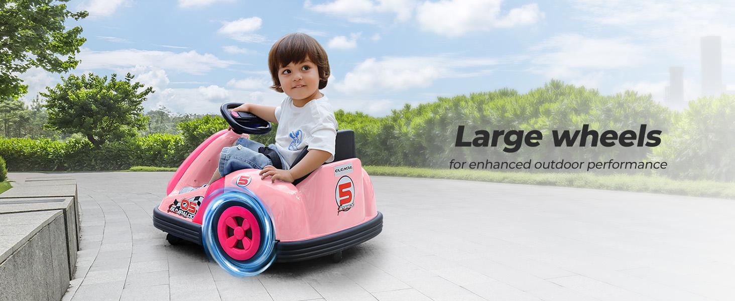 12V Kids Bumper Car with Big Wheel, 2.2 Mph Max,Ride on toys for Toddlers with Remote, Baby Bumping Toy Car with DIY Stickers,360 Degree-Spin, Music, Bluetooth,LED Lights
