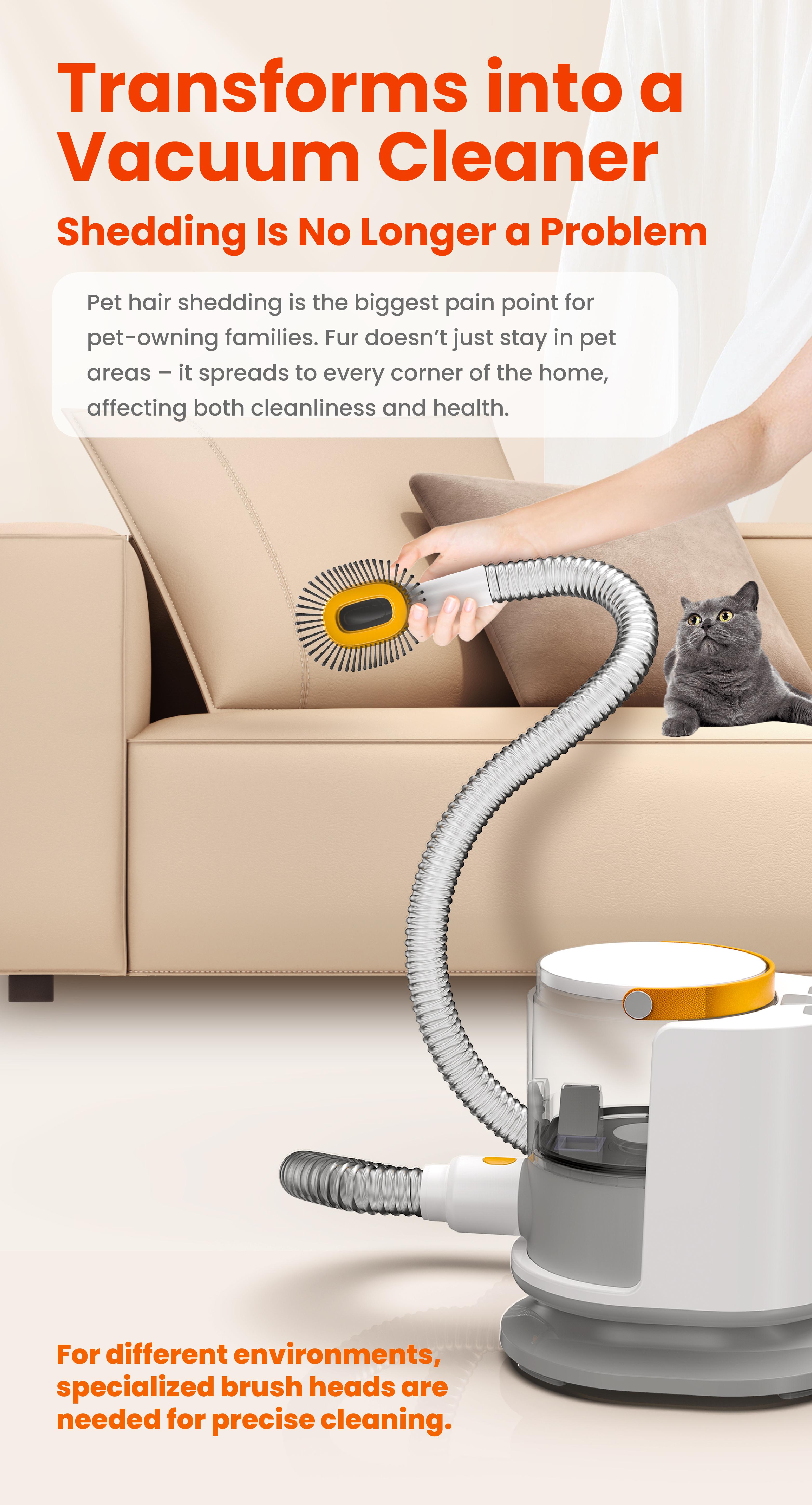PUPPYOO 5-in-1 Dog Grooming Kit with 13000Pa Vacuum for Dogs & Cats, 1.5L Dust Cup, 4m Cord, Whisper-Quiet Operation, Adjustable Guard Combs, Hair Remover Roller
