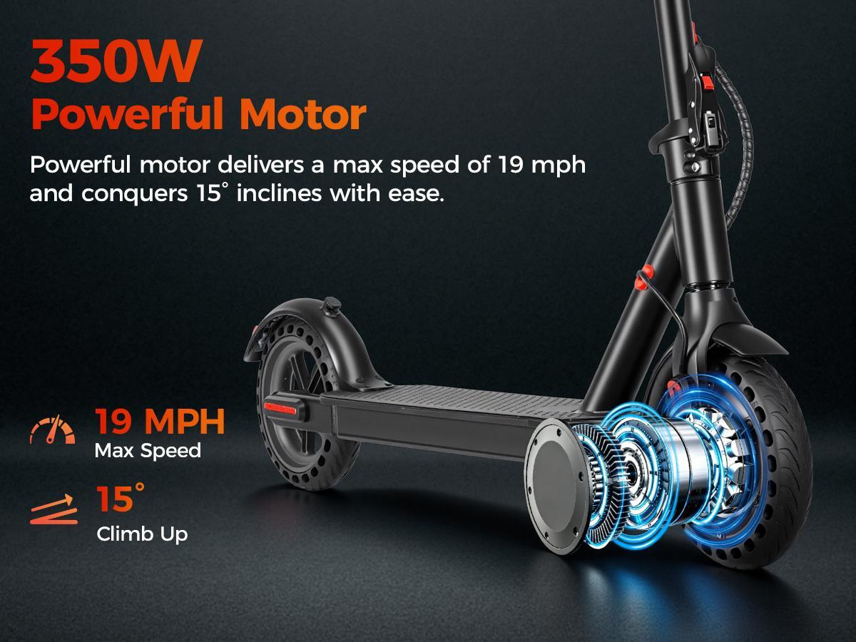 Electric Scooter, 19 MPH Max Speed, 21 Miles Range, 350W Motor, Long Range Battery, 8.5'' Solid Tires, Climbable, Dual Brakes, App, Foldable Portable Commuter Scooter, Perfect Gift for Adults Teens