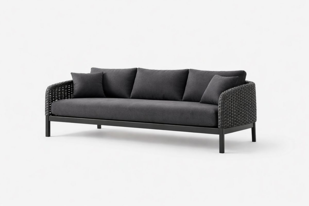 Gartensofa Dreisitzer Aluminiumgeflecht Anthrazit