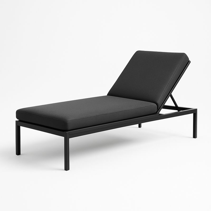 Sonnenliege Schwarz Metall Stoff 200cm